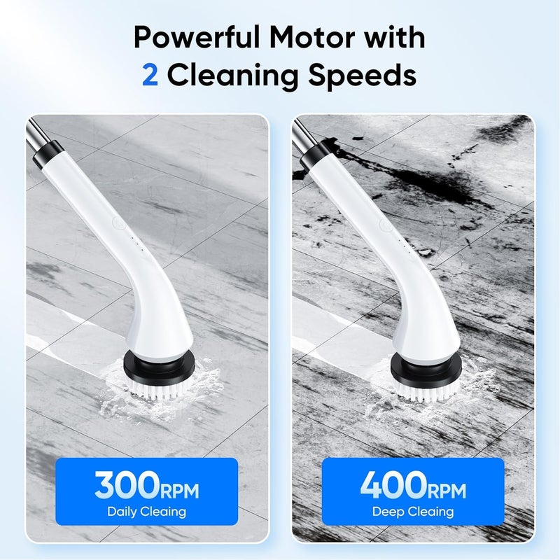 Sumno Electric Spin Scrubber, Cordless Power Electric Cleaning Brush Waterproof with Adjustable Extension Handle for Bathroom Kitchen Floor Grout Tile - Image 2